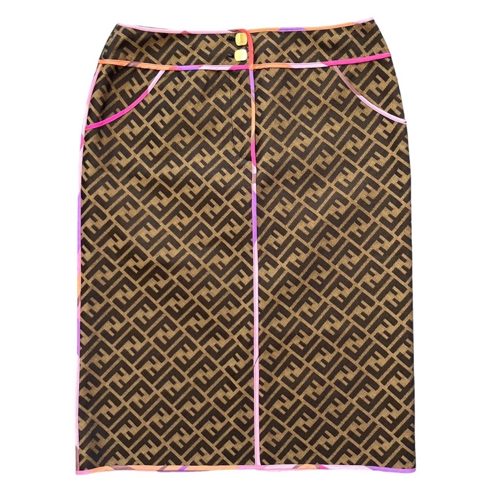 Fendi Zucca Zucchino FF Monogram Midi Skirt